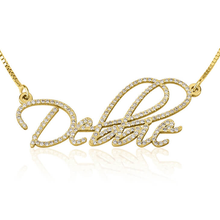 14K Gold with Diamonds Nameplate