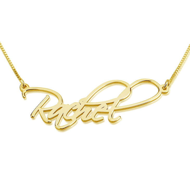 14K Gold Script Style Necklace